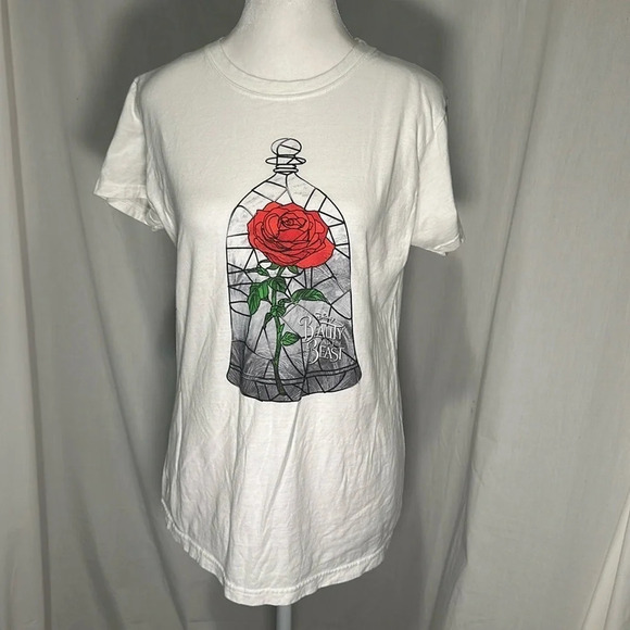 women's xl Disney Beauty & the Beast rose in glass case graphic tshirt - Picture 1 of 4